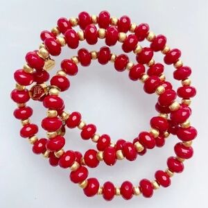 Elegant Red and Gold Beaded Bracelet